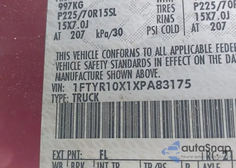 1999 Ford Ranger Xlt из США, поврежденный, VIN 1FTYR10X1XPA83175